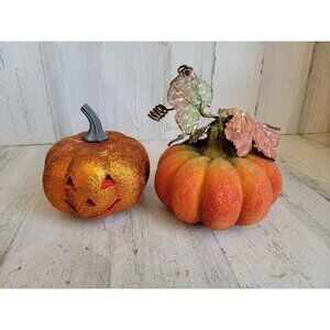 Halloween jack o lantern pumpkin Styrofoam glitter prop decor set